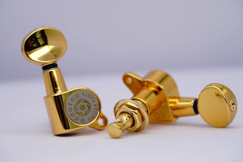 Eddaray Store 6 Inline Vintage Guitar Machine Heads - 1:15 Gear Ratio Sealed Tuning Key Pegs Tuners with Oval Shaped Button Replacement(E-1006, Gold) - Image 4